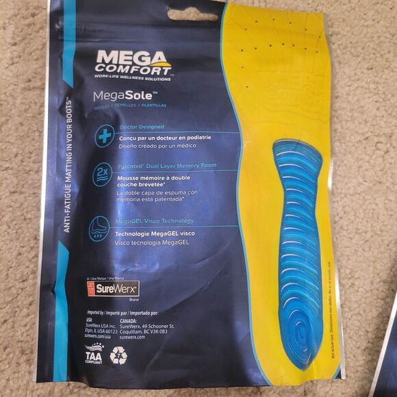 NEW MegaComfort Mega Sole dual layer memory foam insoles Women Shoes Size 8-9 - Picture 2 of 6